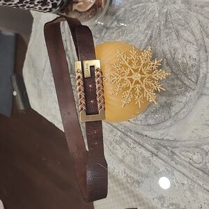 Guess womens braided leather boho style vintage brown belt 35 - 39